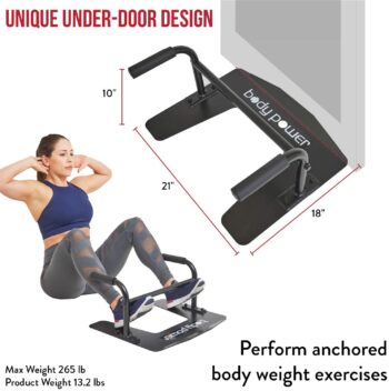 Body Power 2 in 1 Under Door Sit up and Push up Portable Fitness Equipment Dip Workout Parallel Bars PL2000