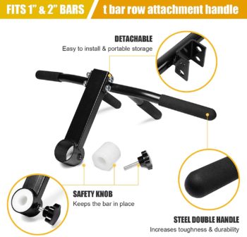 PLBBJH T Bar Row Grip Handle,Landmine Attachment with 1 and 2 inch Holes for Olympic Barbell Weight Bar,Home Gym Back Muscles Deadlift Squat Rack Exercise Equipment