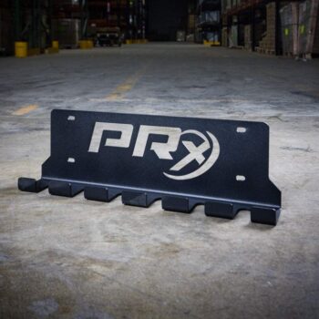 PRx Performance Six Barbell Storage Rack, Heavy Duty Olympic Gym Vertical 6 Bar Holder, Hanging Wall Mounted, USA Made Steel, Powder Coated Black