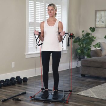 PerfectTrainer by Tony Little Portable Foldable Home Gym Resistance Cardio Exercise Fitness Machine with Ankle Cuffs, Nutrition Guide, and Workout DVDs