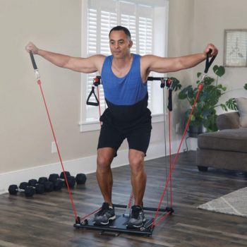 PerfectTrainer by Tony Little Portable Foldable Home Gym Resistance Cardio Exercise Fitness Machine with Ankle Cuffs, Nutrition Guide, and Workout DVDs