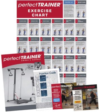 PerfectTrainer by Tony Little Portable Foldable Home Gym Resistance Cardio Exercise Fitness Machine with Ankle Cuffs, Nutrition Guide, and Workout DVDs