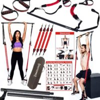 Pilates Bar Kit with Extra Resistance Bands - Portable Gym Home Workout | Physical Strength Training, Yoga, Pilates, Stretching | Exercise Guide Wall Poster, Workout Guide and Carry Case Included