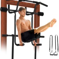 REDLIRO Pull Up Door Bar Chin-Up Doorway Strength Training with Dip bar Bonus Suspension Straps Multi Gym Pro Hanging Workout Equipment Trainer for Home