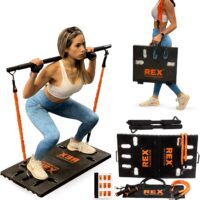 REX Full Body Workout Machines For Home Portable Home Gym With 4 Resistance Bands With Bar & Lewin Fitness Platform Plus Accessories - Total Body Gym for Work Outs at Home