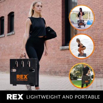 REX Full Body Workout Machines For Home Portable Home Gym With 4 Resistance Bands With Bar & Lewin Fitness Platform Plus Accessories - Total Body Gym for Work Outs at Home