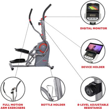 Sunny Health & Fitness Performance Elliptical Machine Cross Trainer with Climbing Motion - SF-E3911