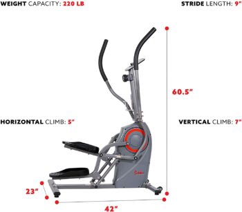 Sunny Health & Fitness Performance Elliptical Machine Cross Trainer with Climbing Motion - SF-E3911