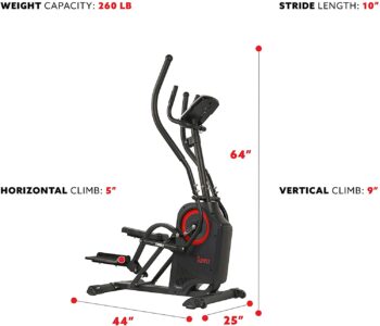 Sunny Health & Fitness Premium Cardio Climber Stepping Elliptical Machine - SF-E3919, Black