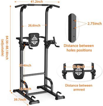 Sportsroyals Power Tower Dip Station Pull Up Bar for Home Gym Strength Training Workout Equipment, 400LBS.