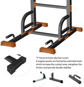 Sportsroyals Power Tower Dip Station Pull Up Bar for Home Gym Strength Training Workout Equipment, 400LBS.