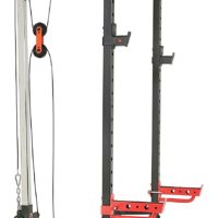 Sunny Health & Fitness Power Zone Squat Stand Rack Power Cage with Lat Pull Down Attachment