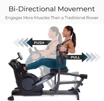 Teeter Power10 Rower with 2-Way Resistance Elliptical Motion – Indoor Magnetic Rowing Machine w/Bluetooth HRM, Teeter Move App- Free Classes & Coaching