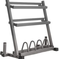XMark All-in-One Dumbbell Rack, Plate Weight Storage and Dual Vertical Bar Holder, Patented Design