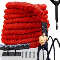 Best Companions Heavy Battle Rope 100% Dacron Exercise Equipment with Anchor Included Strength Training Ropes for Home Gym and Outdoor Exercise