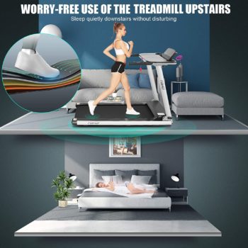 FUNMILY Treadmill for Home, Folding Treadmills with Desk and Bluetooth Speaker, Portable Electric Treadmill Machine for Running Walking Workout, 265 LBS Weight Capacity