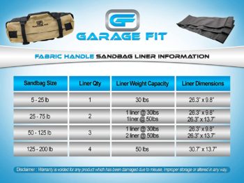 Garage Fit Sandbags for Fitness with Handles