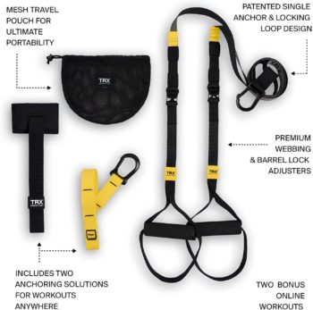 TRX GO Suspension Trainer System: Lightweight & Portable| Full Body Workouts, All Levels & All Goals| Includes Get Started Poster, 2 Workout Guides & Indoor/Outdoor Anchors