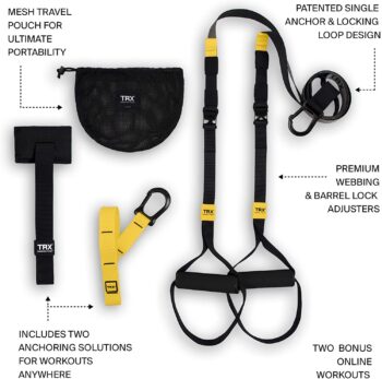 TRX GO Suspension Trainer System: Lightweight & Portable| Full Body Workouts, All Levels & All Goals| Includes Get Started Poster, 2 Workout Guides & Indoor/Outdoor Anchors