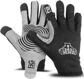 Bear Grips Workout Gloves, Full Finger Weight Lifting Gloves, Premium Gym Gloves for Men & Women, Padded Palms with Touch Screen Fingertips, Breathable, Washable, Total Comfort Lifting Gloves