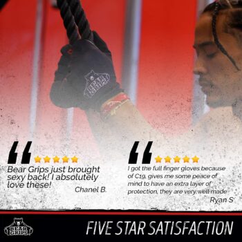 Bear Grips Workout Gloves, Full Finger Weight Lifting Gloves, Premium Gym Gloves for Men & Women, Padded Palms with Touch Screen Fingertips, Breathable, Washable, Total Comfort Lifting Gloves