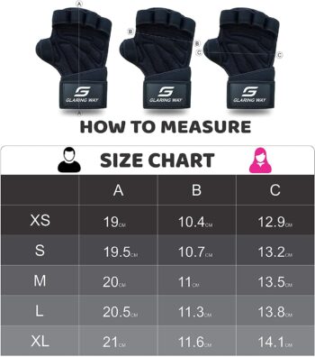 Glaring Way Weight Lifting Gloves with Built-in Wrist Wrap for Exercise, Full Palm Protection and Extra Grip Workout Gloves for Men and Women