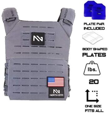 North Gym Adjustable Weighted Vest/Incl. 2 Innovative Moulded Weights for Best fit / 14lbs / 20lbs/ 30lbs