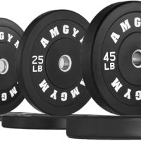 AMGYM LB Bumper Plates Olympic Weight Plates, Bumper Weight Plates, Steel Insert, Strength Training
