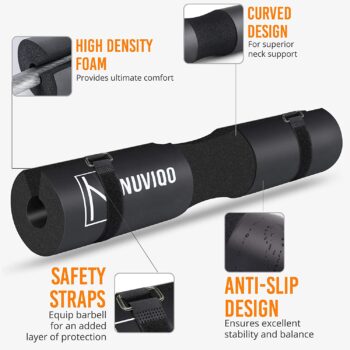 Barbell Pad Squat Pad for Lunges and Squats - Hip Thrust Pad for Standard and Olympic Bars - Provides Cushion to Neck and Shoulders While Training