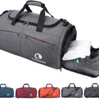 Canway Sports Gym Bag, Travel Duffel bag with Wet Pocket & Shoes Compartment for men women, 45L, Lightweight