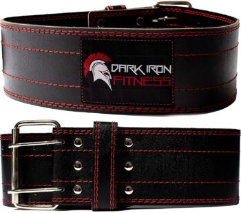 Dark Iron Fitness Weight Lifting Belt for Men & Women - 100% Leather Belts, Adjustable Back Support & Stability for Gym, Weightlifting, Strength Training, Squat or Deadlift up to 600 lbs