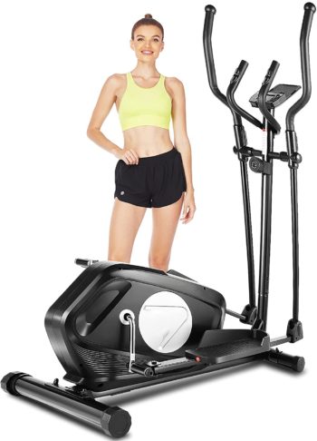 FUNMILY E950 Eliptical Machines, Magnetic Elliptical Trainers with Digital Monitor & Heart Rate Monitor, Cardio Training for Home Office, 390 LB Max Weight