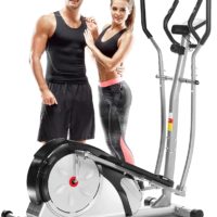 FUNMILY Elliptical Machines, Elliptical Trainer for Home Use with LCD Monitor and Pulse Rate Grips Magnetic Smooth Quiet Driven Max Weight Capacity 350Lbs