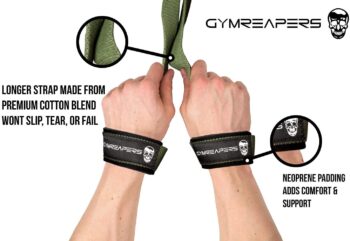 Gymreapers Lifting Wrist Straps for Weightlifting, Bodybuilding, Powerlifting, Strength Training, Deadlifts - Padded Neoprene with 18 inch Cotton