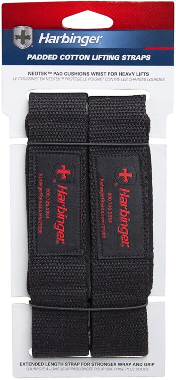 Harbinger Padded Cotton Lifting Straps with NeoTek Cushioned Wrist (Pair)