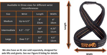IRON APE Figure 8 Straps and Traditional Weightlifting Wrist Straps for Weight Lifting and Deadlift, Multi Pack, Cotton, 3 Sizes