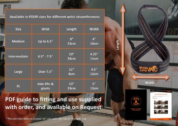 IRON APE Figure 8 Straps for Deadlift, Weight Lifting, Shrugs, and Weightlifting. Heavy Duty Cotton, 4 Sizes