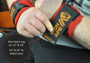 IRON APE Professional Grade Wrist Wraps, 12", 18", 24" & 34". New Versatile Twin Thumb Loop Design for Powerlifting, Weight Lifting, and Bodybuilding. Weightlifting Wrist Support for Men and Women