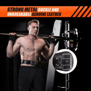 Jaffick Genuine Leather Weight Lifting Belt for Men Gym Weight Belt Lumbar Back Support Powerlifting Weightlifting Heavy Duty Workout Training Strength Training Equipment