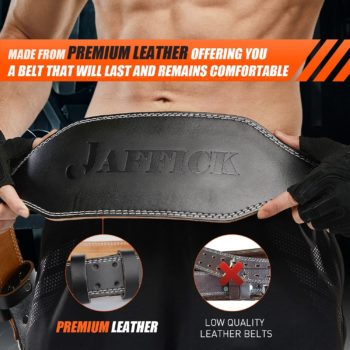 Jaffick Genuine Leather Weight Lifting Belt for Men Gym Weight Belt Lumbar Back Support Powerlifting Weightlifting Heavy Duty Workout Training Strength Training Equipment