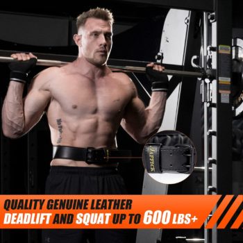 Jaffick Genuine Leather Weight Lifting Belt for Men Lumbar Back Support Gym Powerlifting Weightlifting Heavy Duty Workout Training Exercise and Fitness Belt