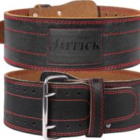 Jaffick Weight Lifting Belt (4 Inches Wide) of Genuine Leather Fitness Gym Belt Exercise Lower Back Support for Men Women Stability Strength Training for Squat Deadlift (8.8mm Thicken) - Hit PR's