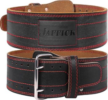 Jaffick Weight Lifting Belt (4 Inches Wide) of Genuine Leather Fitness Gym Belt Exercise Lower Back Support for Men Women Stability Strength Training for Squat Deadlift (8.8mm Thicken) - Hit PR's