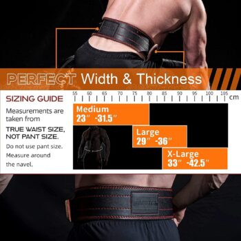 Jaffick Weight Lifting Belt (4 Inches Wide) of Genuine Leather Fitness Gym Belt Exercise Lower Back Support for Men Women Stability Strength Training for Squat Deadlift (8.8mm Thicken) - Hit PR's