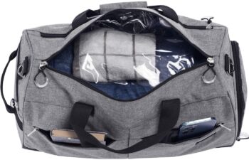 Kuston Sports Gym Bag with Shoes Compartment &Wet Pocket Gym Duffel Bag Overnight Bag for Men and Women-Grey