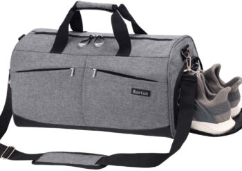 Kuston Sports Gym Bag with Shoes Compartment &Wet Pocket Gym Duffel Bag Overnight Bag for Men and Women-Grey - Image 9