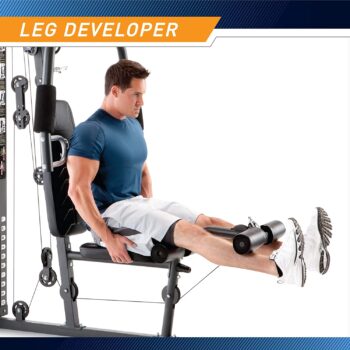 Marcy 150lb. Stack Home Gym with Pulley, Arm, and Leg Developer Multifunctional Workout Station for Weightlifting and Bodybuilding – 300 lbs Capacity MWM-4965