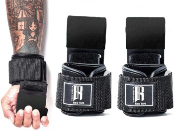 RIMSports Weight Lifting Hooks Heavy Duty Lifting Wrist Straps for Pull ups Deadlift Straps for Power Lifting Lifting Grips with Padded Workout Straps for Weightlifting Gym Gloves for Men and Women