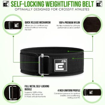 Self-Locking Weight Lifting Belt - Premium Weightlifting Belt for Serious Functional Fitness, Weight Lifting, and Olympic Lifting Athletes - Lifting Support for Men and Women - Deadlift Training Belt