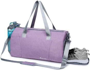 Sports Gym Bag with Wet Pocket & Shoe Compartment Fitness Workout Bag for Men and Women, Purple